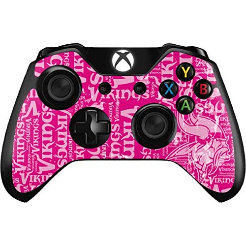 Skinit Decal Gaming Skin Compatible with Xbox One Controller - Officially Licensed NFL Minnesota Vikings - Blast Pink Design