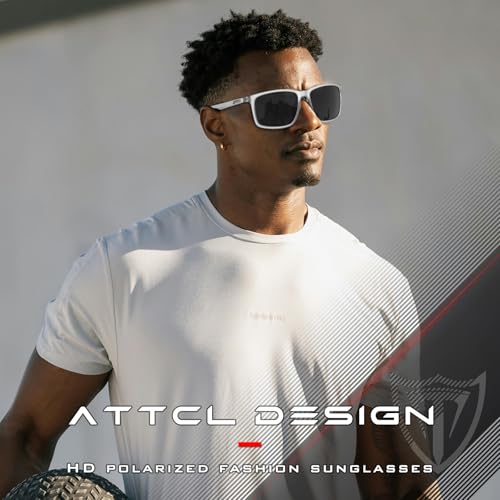 Image of ATTCL Men's Polarized Sunglasses UV400 Protection, Square TR90 Frame for Driving, Golf, and Outdoor Activities