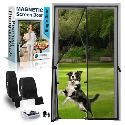 Fiberglass Mesh Magnetic Screen Door – Heavy Duty Self-Closing Hanging Door Net Screen with Magnet Closures – Available in 5 Colors and Many Sizes – Magnetic Door Screen by Sentry Screens Black