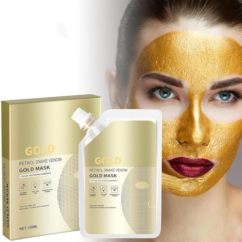 Image of Retinol Gold Face Mask for Glowing Skin - Snake Venom Peptide Peel Off Mask, Supports Hydration & Smooth Appearance, Deep Pore Cleansing Facial Mask for Men & Women 100ml (Peel-Off Face Mask)