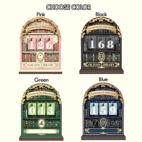 Image of Personalized Books Read Tracker, Books Read This Year Counter, Book Lover Gift for Teachers, Women, Librarians, Readers, Bookshelf Accessories for Wall & Table, Bookshelf Decor