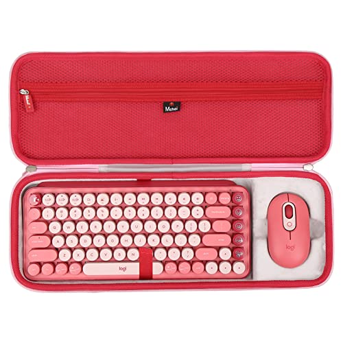 Mchoi Shockproof Carrying Case for Logitech POP Keys Mechanical Wireless Keyboard with Customizable Emoji Keys, Pink, Case Only
