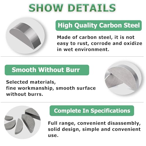 Image of 110PCS Metric Woodruff Key Assortment Kit, 15 Sizes Carbon Steel Woodruff-key Kit Woodruff Key-Crankshaft-Keyway Shaft Feather Key for Fastening Connection