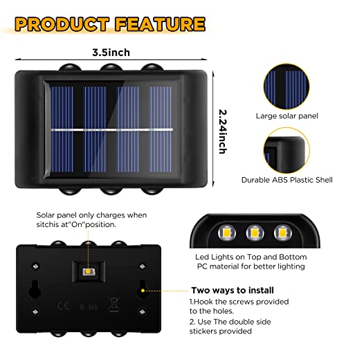 YUNYODA 4 Pack Solar Wall Lights Outdoor - Image 3
