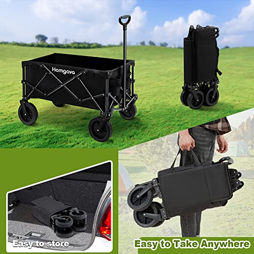 image for Homgava Collapsible Folding Wagon Cart,Outdoor Beach Wagon,Heavy Duty 