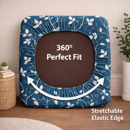 Image of STITCHNEST 'Contour Fit Series' Stretchable Printed Wooden Sofa Cover (Pack of 2) - Elastic Wooden Chair Cover | Wooden Sofa Seat Cover | Size - 20-21 x 20-21 x 3-5 in