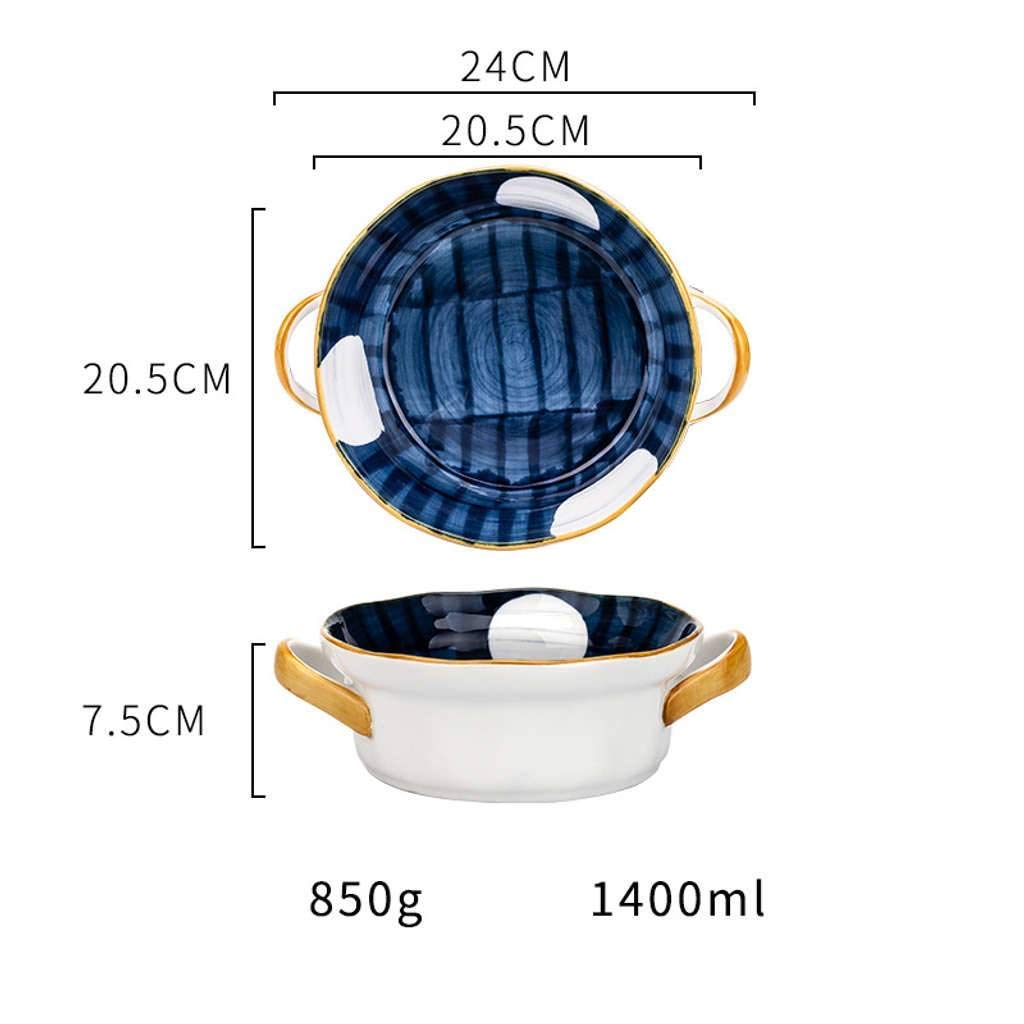 Suppenschüssel mit 2 Griffen Japanische Art, große Suppentassen mit Griffen und Deckel in China Porzellan Keramikofen Mikrowellengeeignete mikrowellengeeignete Küche für Nudeln Obstsalat-C-1