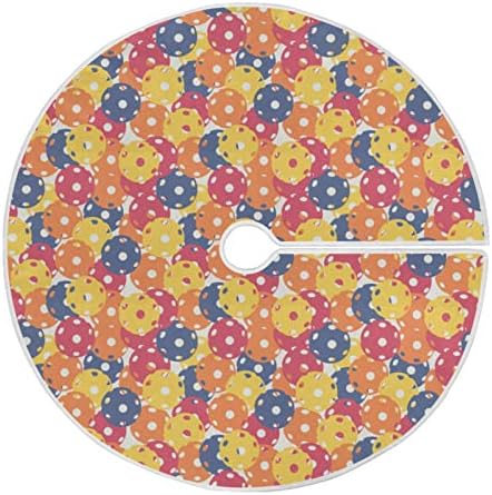 Dense Pickleballs Christmas Tree Skirt 35.4/47.2 inch Large, Double Layer, with Felt Fabric Lining, Tree Mat for Xmas Holiday Party Decoration
