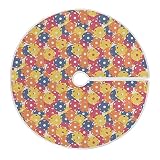 Dense Pickleballs Christmas Tree Skirt 35.4/47.2 inch Large, Double Layer, with Felt Fabric Lining,