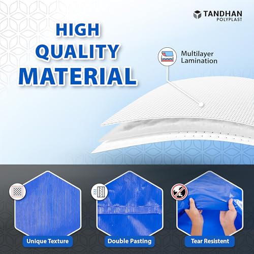 Image of Ecoraksha Gold Premium Multilayer Eco-Friendly Tarpaulin Sheet Waterproof Tirpal Heavy Duty 6 X 4 Ft Poly Tadpatri - Multipurpose 250 GSM Plastic Cover Tharpai, Thadika, Tarp (Blue)