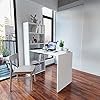 Arreditaly Scrivania Con Libreria Reversibile Scrittoio Con Scaffali Laterali Mobile Desk da Cameretta Ufficio Soggiorno Sala Da Pranzo Design Kirkensen Moderno 120 x 144 x 53 Cm Bianco #1
