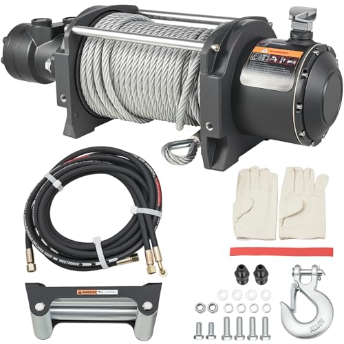 Hydraulic Winch - 2/5" x 78' Steel Cable, BMR80 Hydraulic Motor, 36:1 Gear Ratio - Suitable for Wreckers, Tow Trucks and Vehicle Recovery (78FT Steel Rope/15000 LBS)