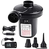 Electric Air Pump,Inflator Deflator with 3 Nozzles for Indoor Outdoor Inflatable Air Mattress Bed,Boat,Swimming Ring,Pool Toys,Sofa,Float,12V DC / 100V AC 50W