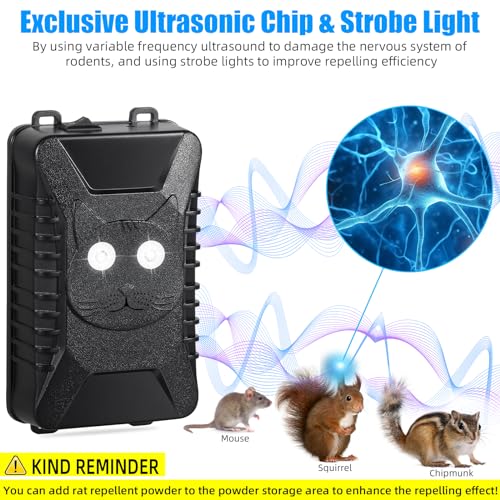 Jahy2Tech DB0206US(AB) 4 Packs Ultrasonic Rat Repellent For Car,Battery Operated Rodent Repellent For Car Engines Mice Repellent For Cars With Strobe Light To Keeping Rodents Out Of Car Truck Rv Warehouse Vehicle Protection thumb #3