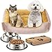 Cama Perro o Cama Gato 65x50cm con Comedero Perro, Bebedero Perro, Manta Perro. Pack 4 en 1 Básico para Mascotas Pequeñas y Cachorros