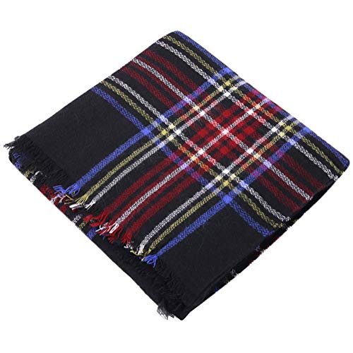 Bess Bridal Women's Plaid Blanket Winter Scarf Warm Cozy Tartan Wrap Oversized Shawl Cape
