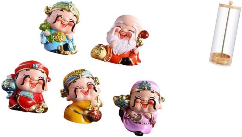 Fenteer Fortune God Desktop Figurine Straw Holder Acrylic Straw Dispenser Resin Wood Organizer for Suitable for Gift Giving Home Decoration Office Kitchen Res