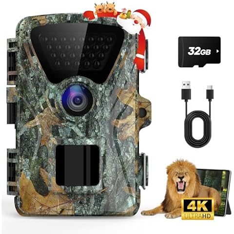 Crenova Trail Camera, 4K 48MP Game Camera with Night Vision Motion, 0.1s Trigger Hunting Trail Cam, IP66 Waterproof 130°Wide-Angle Deer Camera 98ft IR Sensing for Outdoor Wildlife Monitoring Cover