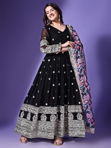 Image of Fashion Basket Georgette Embroidered Anarkali Dress for Women