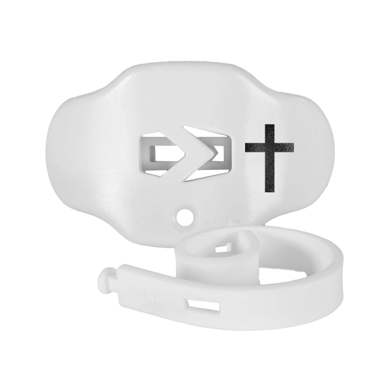 SLEEFS Football Mouth Guard - Youth Mouthguard with Strap - Lip/Teeth Protector Mouthpiece - No Boil - for Youth/Adults, Maximum Air Flow, for All Sports - Cross (Cross White)