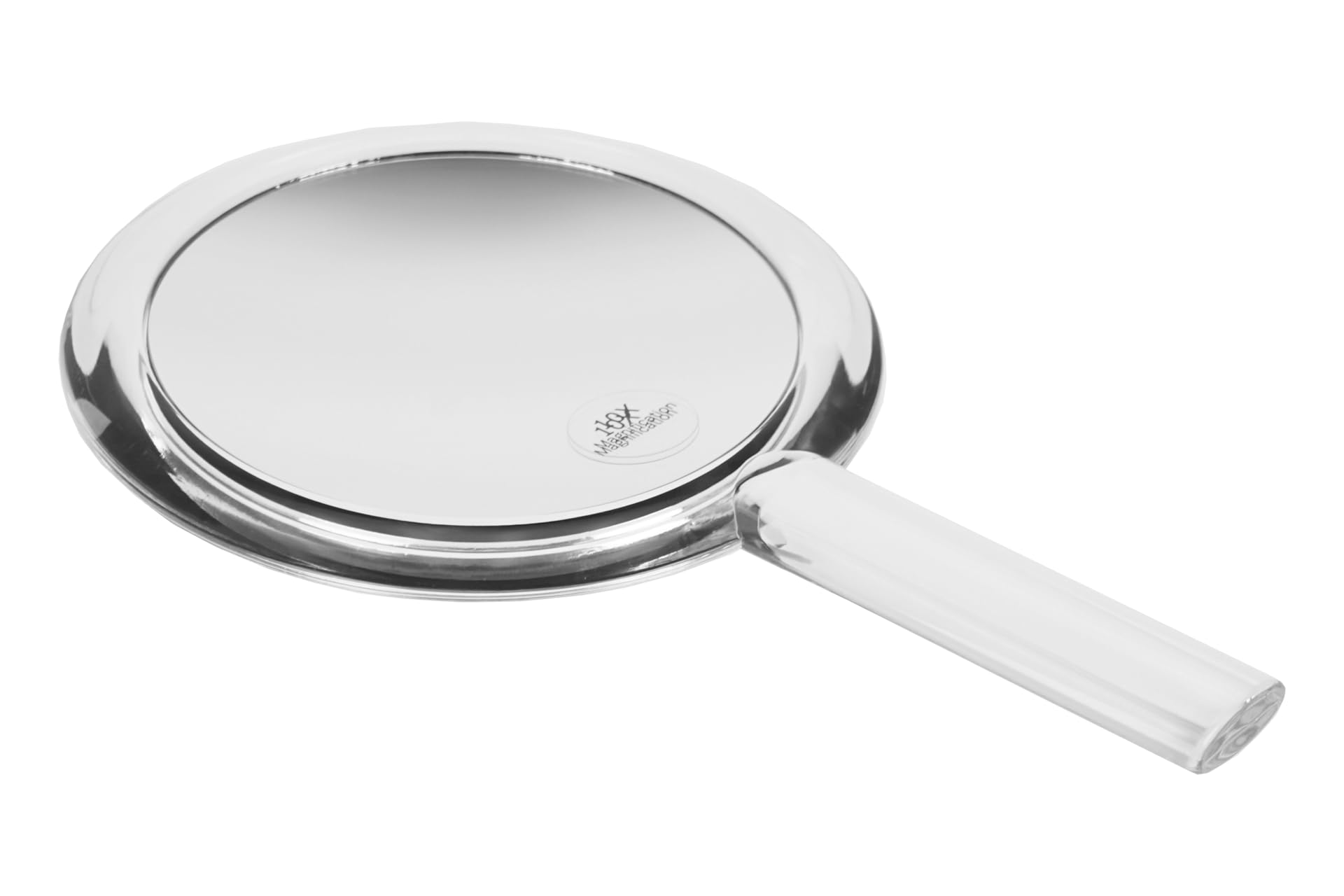 FantasiaHand and Standing Mirror with Handle: Elegant Travel Mirror with Removable Stand – Double-Sided, Normal and 10x Magnification, Length: 26 cm, Hand Mirror with Handle