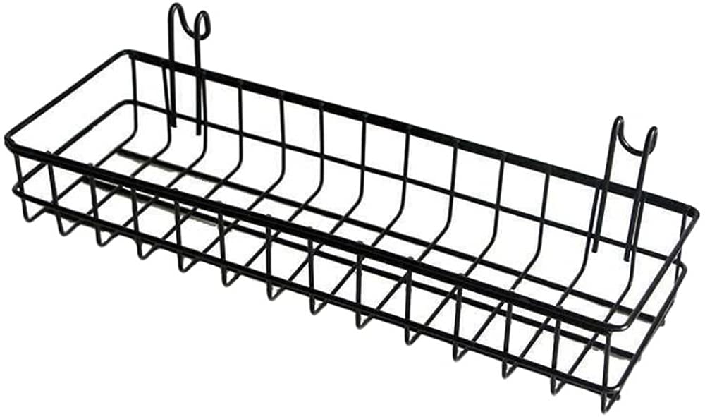 2 cestas de alambre de metal de malla para pared, bandeja colgante de panel de rejilla, cesta colgante de almacenamiento, cesta de malla colgante azul para colgar, cesta de almacenamiento
