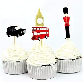 Various Fun Designs of New York/London/Mermaids/Cowboys Cupcake Toppers for Birthday/Events/Party sets of 24 (London Landmark)