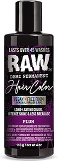 RAW Plum Demi-Permanent Hair Color, Vegan, Free from Ammonia, Paraben & PPD, lasts over 45 washes, 4oz (Plum)