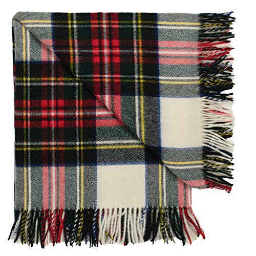 Prince Of Scots Highland Tartan Tweed 100% Merino Wool Throw (Dress Stewart) #TOP1