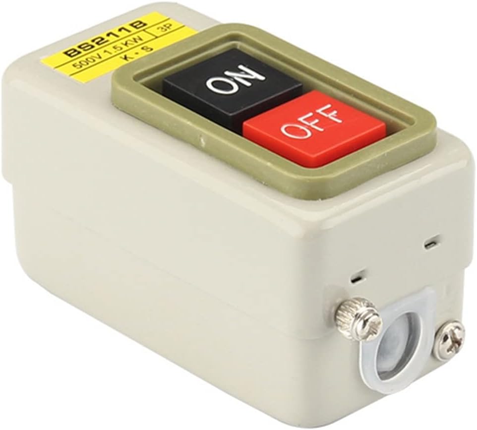 Power Control Button Switch Three-Phase Latching Motor Start Button Press Switch BS211B BS216 BS230 10A 380V Start Stop ON-Off(BS211B)