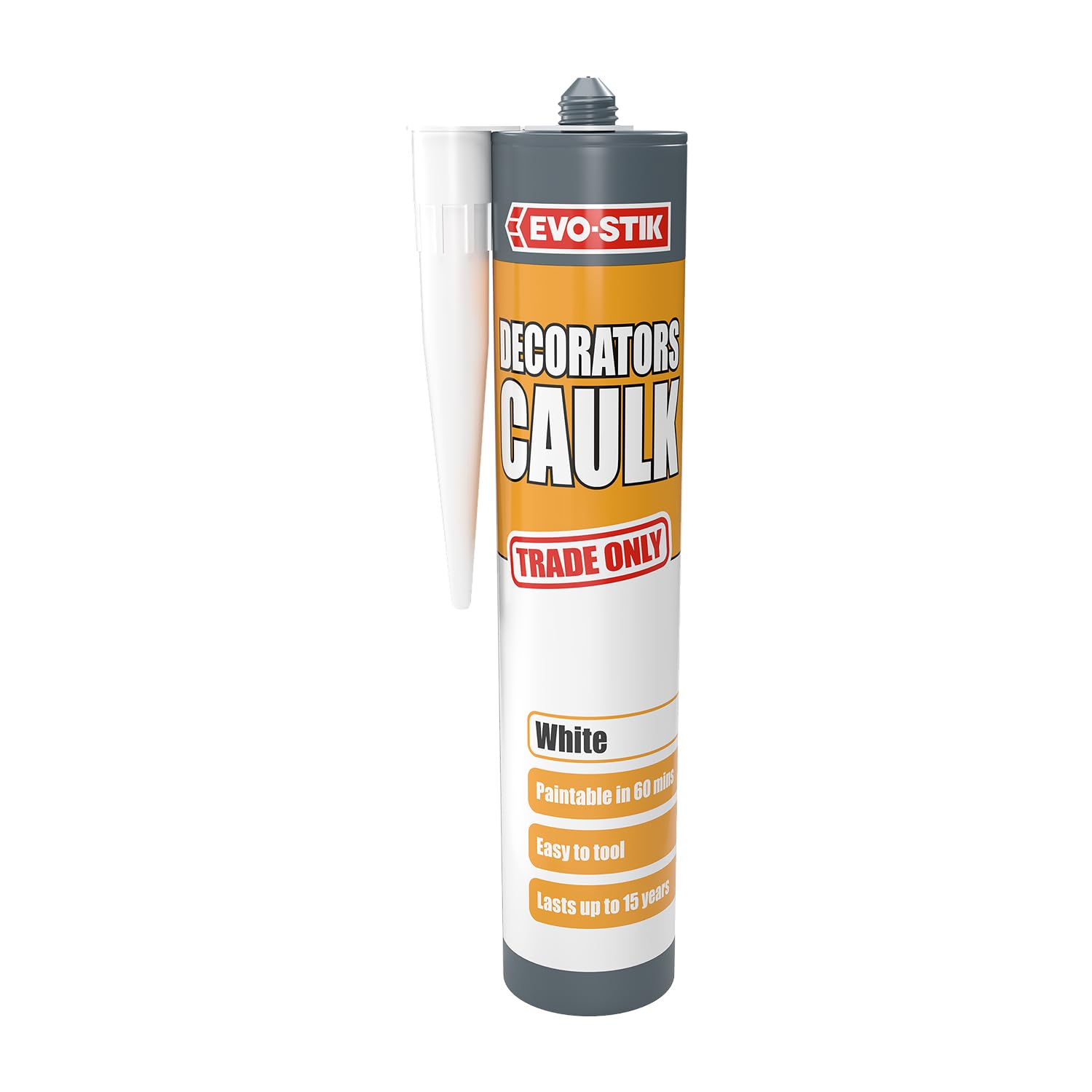 EVO-STIK Decorators Caulk White - 280ml - Low-Movement Crack and Gap Filler - Fast-Drying - Can be Overpainted - Easy-to-Apply - Lasts Up To 15 Years