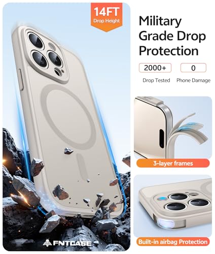 Image of FNTCASE for iPhone 14 Pro Case: [Compatible with Magsafe] Translucent Matte Cases with [Full Camera Protection] [Screen Protector] Military Grade Shockproof Protective Phone Cover - Off White
