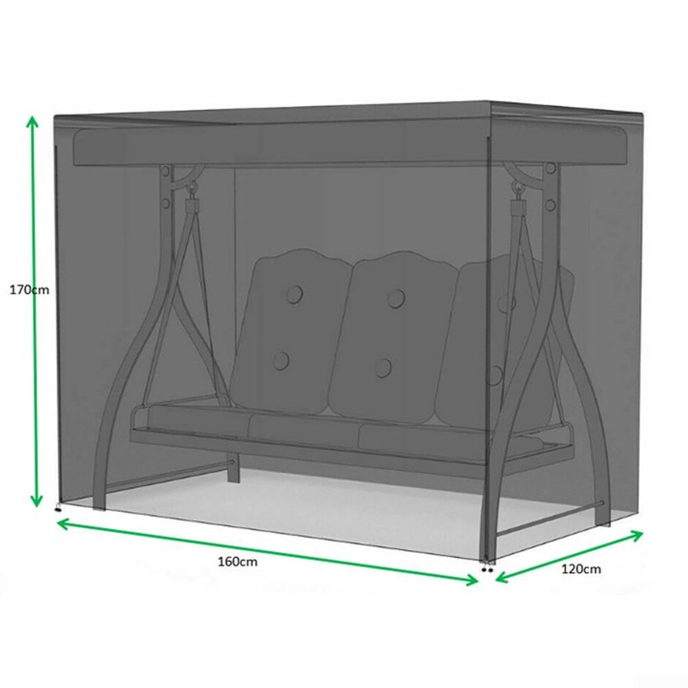 Copertura Dondolo 3 Posti Tessuto Oxford 210D Nero(220 * 125 * 170 cm)