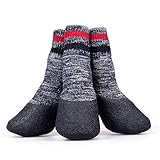 Qplcdg 4Pcs Anti-Rutsch Hund Socken,Hundeschuhe Pfotenschutz Gummisohle, für Small/Medium/Large Hund. (3#, Grau)