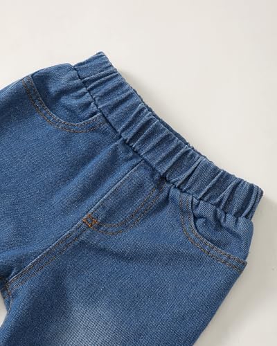 Image of Baby Toddler Girl Clothes Outfits Kids Sweatshirt Jeans Set Denim Pants Little Girls Clothes Toddler Outfit for Girls