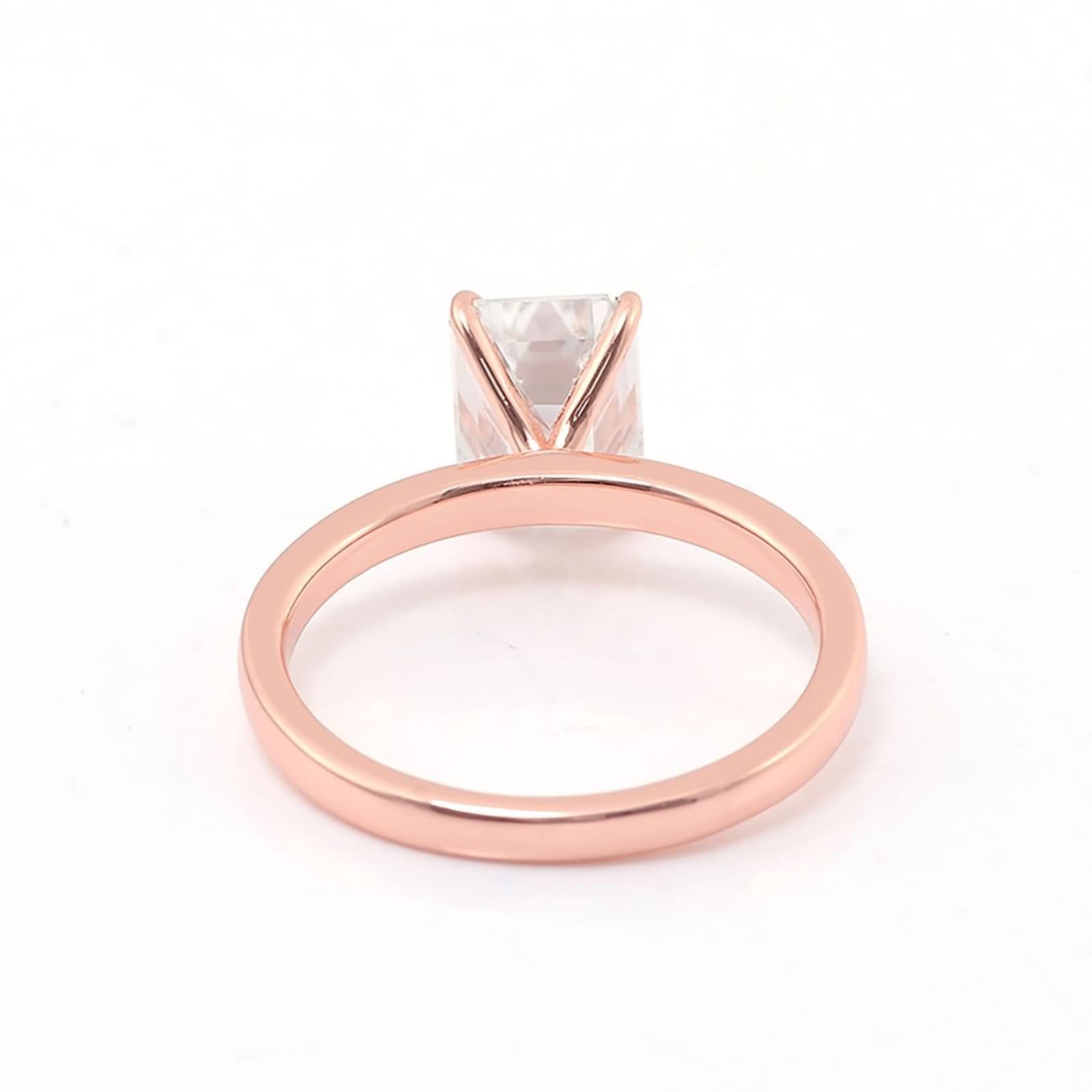 Anelli da donna alla moda, stile vintage, 4 artigli, rettangolari, con moissanite oro rosa