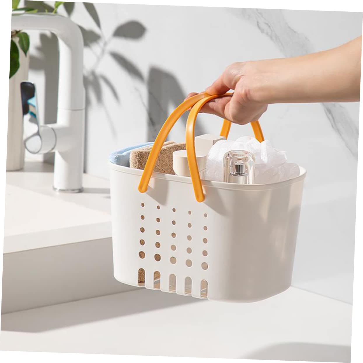 Alipis Cesta Baño Portátil De Plástico Con Asa Drenaje Para Ducha y Almacenamiento Versátil Organizador Multiusos
