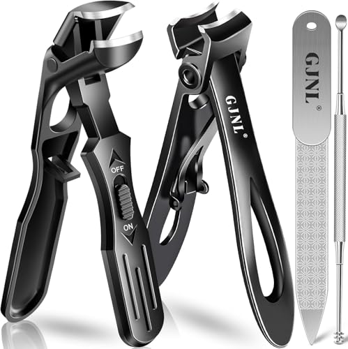 Nail Clippers for Thick Nails for Men, Angled Head Large Toe Nail Clippers with Catcher, Heavy Duty Fingernail Clippers with Wide Opening option