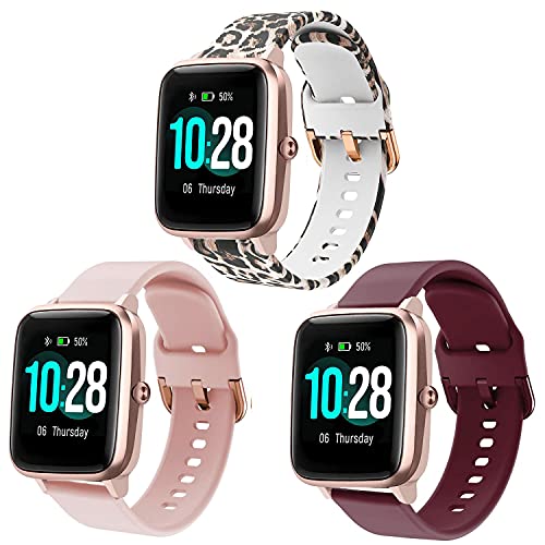 Image of ViCRiOR Bands Compatible with ID205L Smart Watch, 19mm Quick Release Soft Silicone Fadeless Pattern Printed Floral Replacement Band for ID205L, ID205G ID205 ID205U ID205S