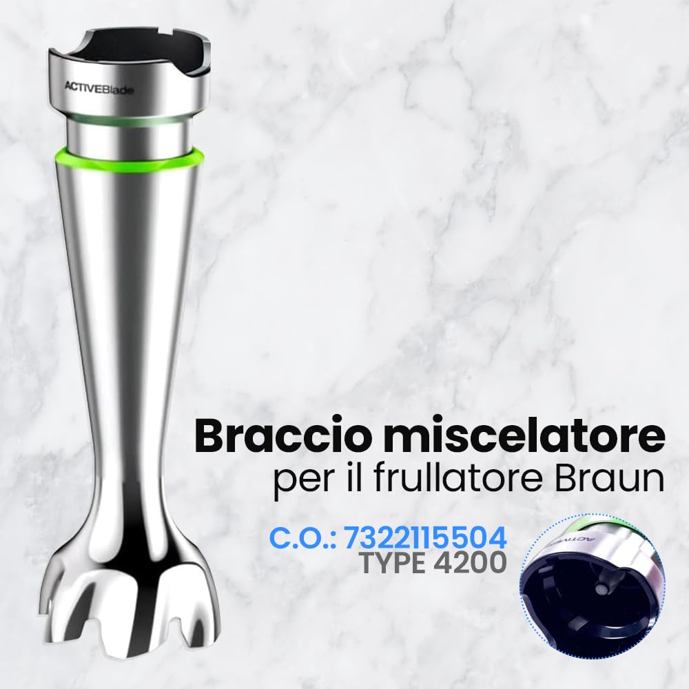 Anakel Home 7322115504 Ricambio Braccio Frullatore Compatibile con Braun 4200 Multiquick 9