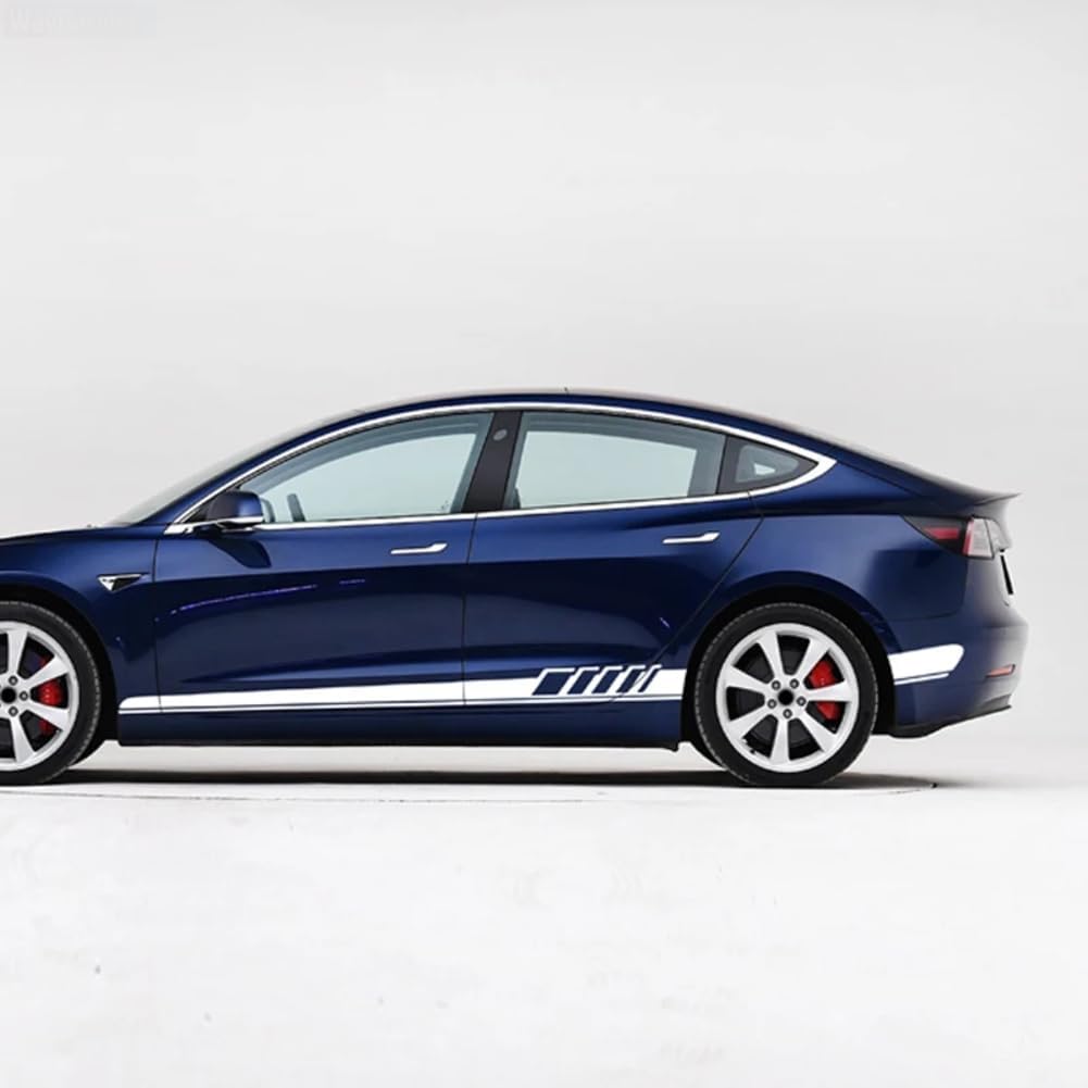 2枚セット 車のドアサイドスカートストライプ シルステッカー ボディビニールデカール for テスラ モデル3 モデルS モデルX