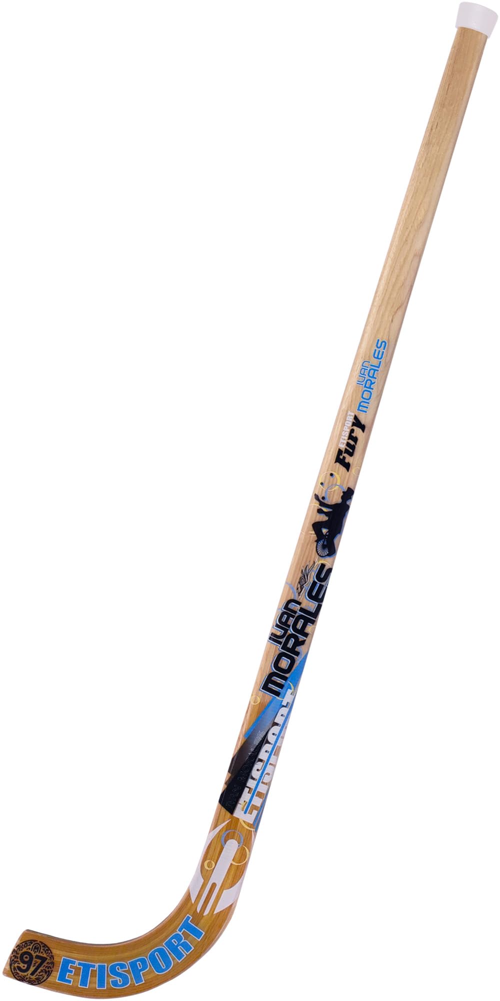 Stick de Hockey Patines Profesional ETISPORT Ivan Morales. Semirígido, de Peso Medio y Mango Delgado de Hickory. Pala laminada con Fibra Exterior.