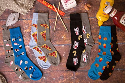 Foozys Men’s Chinese Takeout l Food & Drink Novelty Crew Socks | 2 Pair2