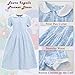 Pioneer Dresses for Girls Colonial Prairie Dress Girls Short Sleeves 1800s Pilgrim Costume with Apron and Bonnet Blue 6-7Y