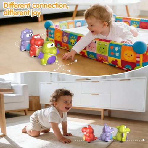 Topsolid Baby Tummy Time Dinosaur Toys 18 24 36 Months, Baby Crawling Toys, Toddler Moving Walking Dinosaurs Montessori Toys for 2 3 4 5 6 Year Old, Infant Boy Girl Birthday - image 6