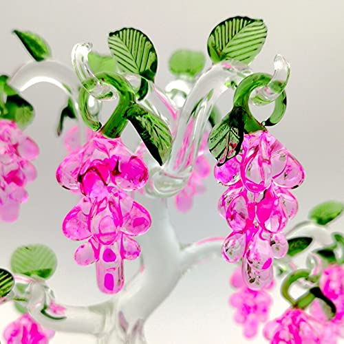 Crystal Glass Grape Tree Ornaments Home Decoration Holiday Gifts Christmas Tree Crafts (Color : Pink, Size : 8 Hangs)