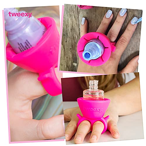 Tweexy Wearable Nail Polish Holder Ring - Nail Polish Bottle Holder For Easy Application | Perfect For Fingernail Painting, Manicure & Pedicure | Nail Polish Accessories (Bonbon Pink) #TOP4