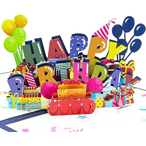 FONBAY Pop Up Card Unique Style 3D Handmade Happy Birthday Greeting Cards with Envelope for Men, Women ,Mother, Her, Friends, Girls and Boys, Express Special Love Cover