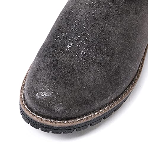 Image of GLOBALWIN Chunky Mid Calf Fashion Dressy Motocycle Biker Military Style Combat Boots for Women Low Heel