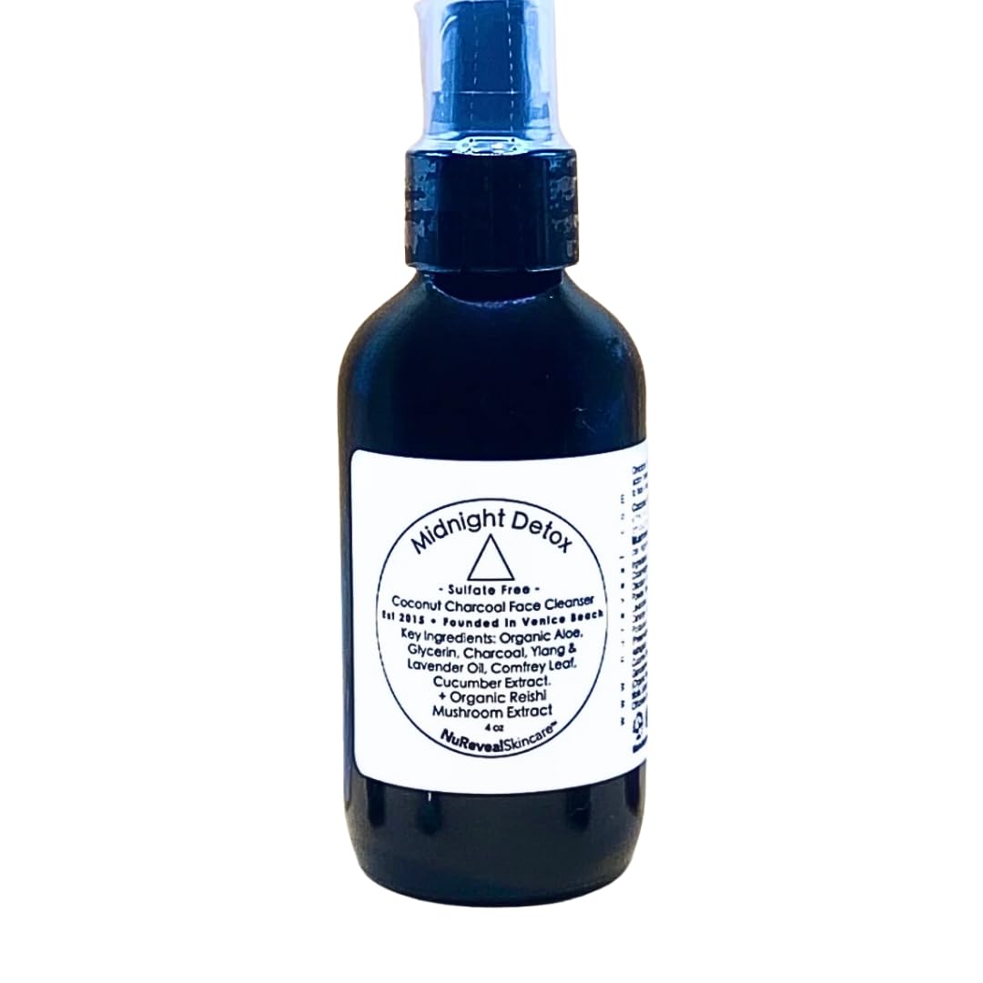 Skincare - Midnight Detox with Blend of Coconut charcoal organic & reishi mushroom extract - Suitable for sensitive and irritated skin types, Vegan & Cruelty Free – 4 oz